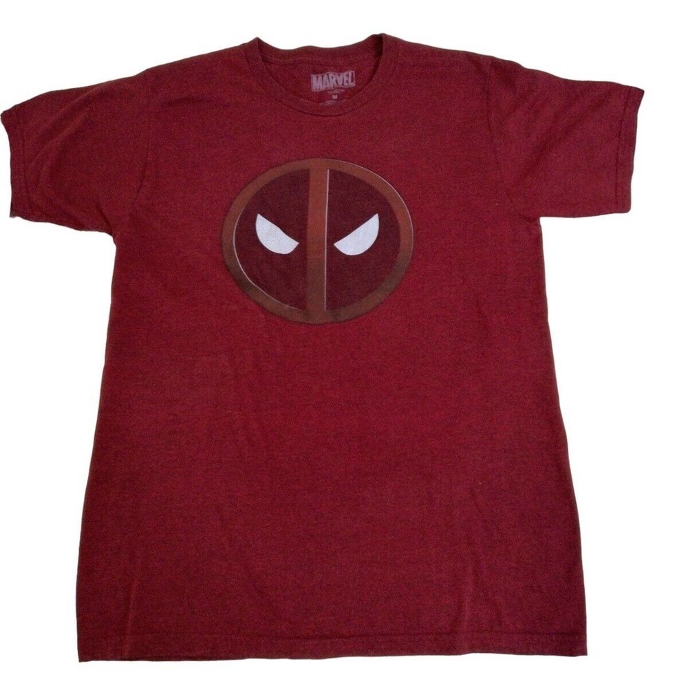 Marvel Mens Deadpool T-shirt Red Short Sleeve Crew Neck